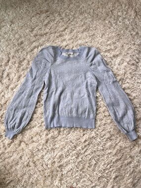 Joie Light Blue Crewneck Knit Sweater with Balloon Sleeves